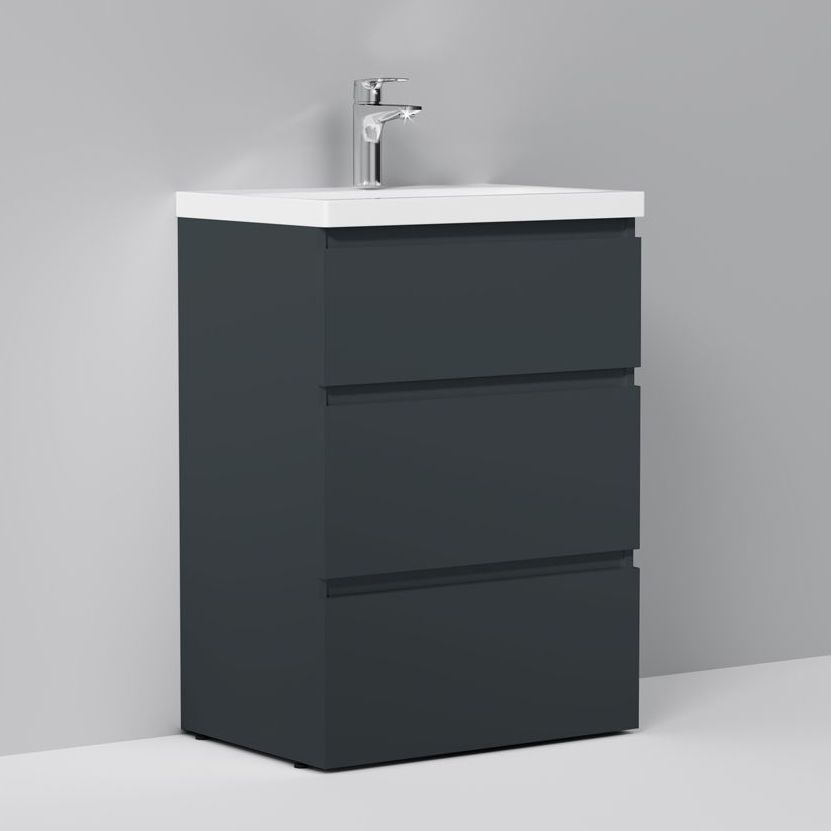 Тумба для комплекта AM.PM Gem S 60 графит матовый, напольная, с 3 ящиками M91FSX0602GM - 1