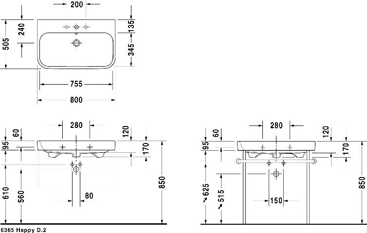 Раковина Duravit Happy D.2 2318800000 80 см - 6