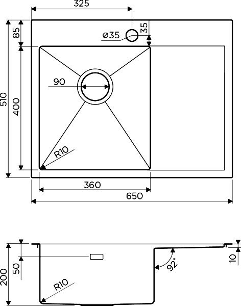 Мойка кухонная Omoikiri Akisame 65-IN-R нержавеющая сталь 4973059 - 1