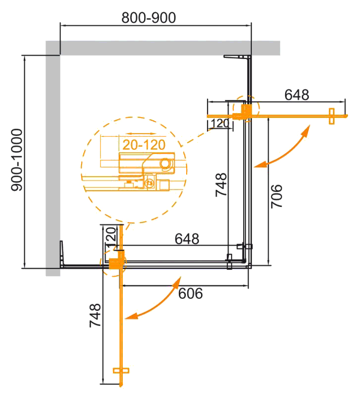 Душевой уголок Cezares Slider AH 2 80/90 90/100 C Cr SLIDER-AH-2-80/90-90/100-C-Cr - 1