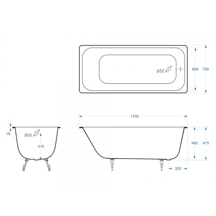 Ванна чугунная Delice Aurora 170х70 белый DLR230605 - 1