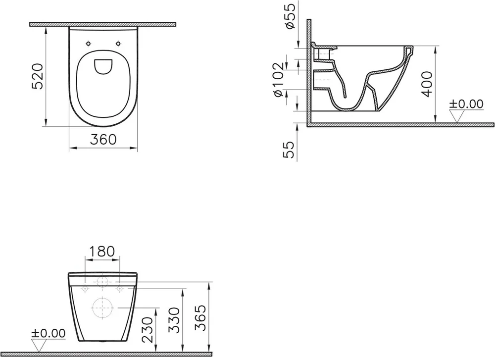 Чаша для подвесного унитаза Vitra S50 белый, без сиденья  7740B003-0075 - 4