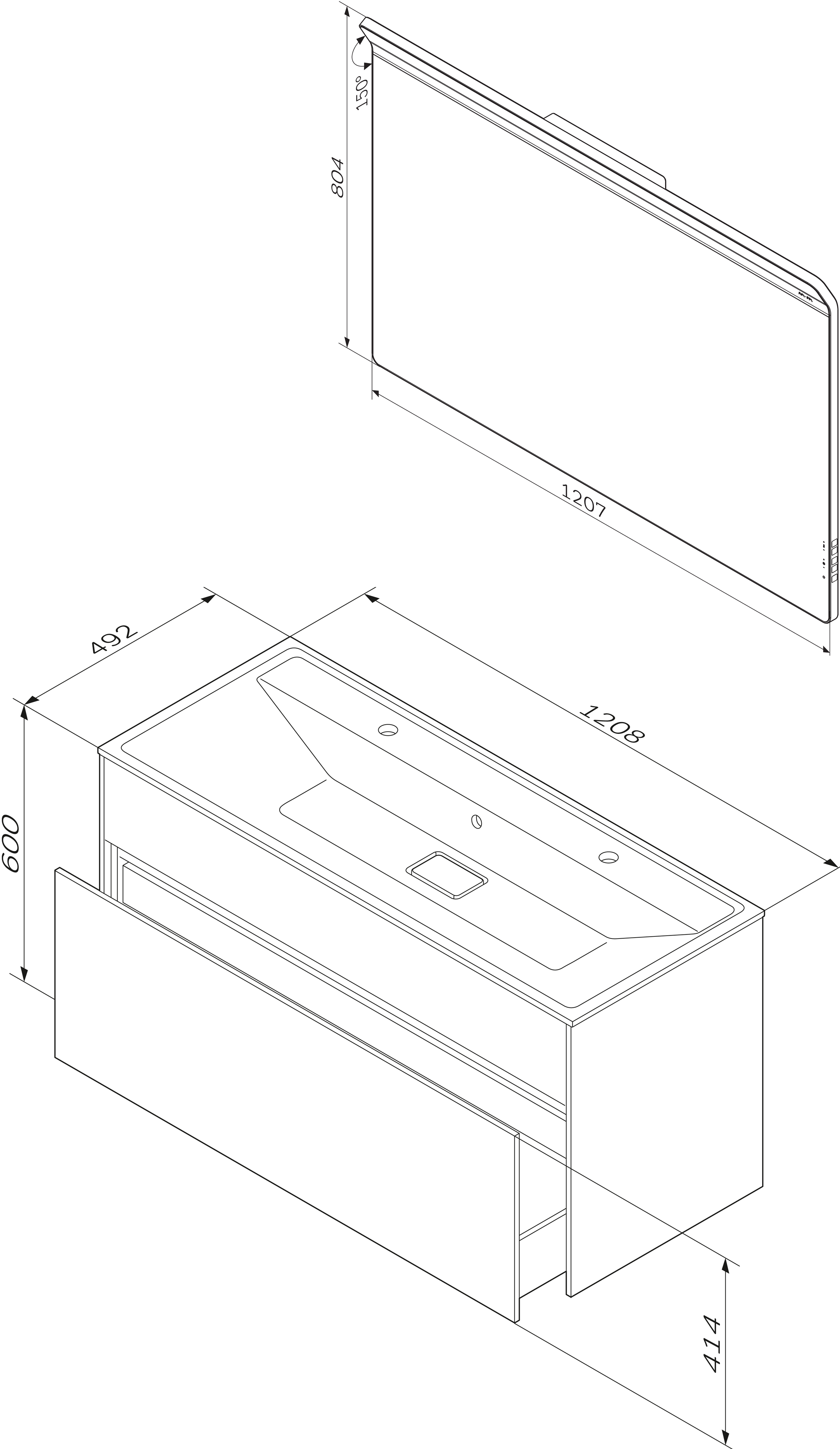 Мебель для ванной Am.Pm Inspire V2.0 120 графит матовый - 9