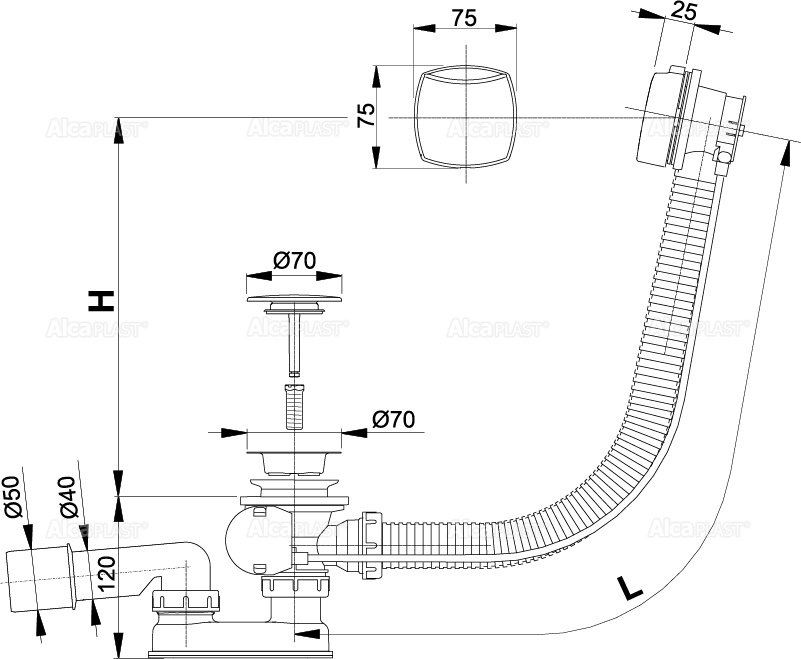 Слив-перелив AlcaPlast   A51CRM - 1