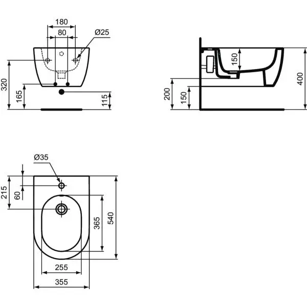 Биде подвесное Ideal Standard Blend Curve белый T375001 - 6