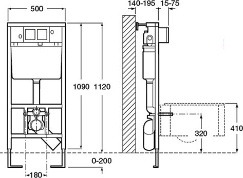 Комплект Система инсталляции для унитазов Roca DUPLO WC 890090020 + Кнопка смыва Roca PL1 Dual хром + Крышка-сиденье Roca Mateo ZRU9302822 - 7