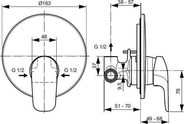 Смеситель для душа Ideal Standard Ceraflex хром A6757AA - 1