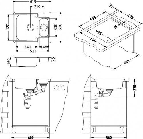 Мойка кухонная Alveus Line 50 1065676 - 2