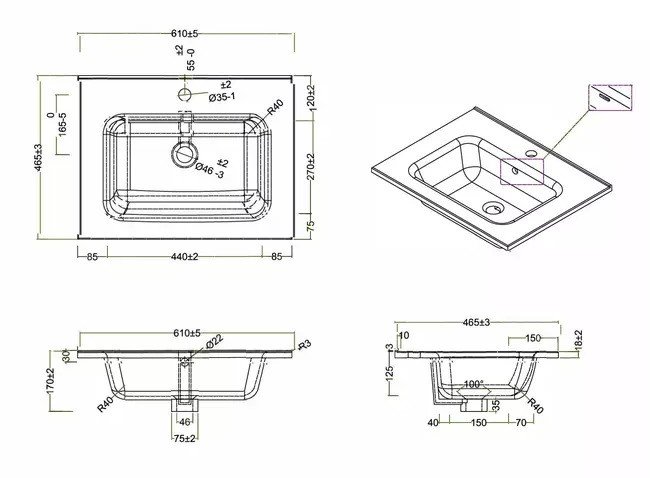 Раковина мебельная BelBagno 60 черный матовый BB600ETL-MB - 1