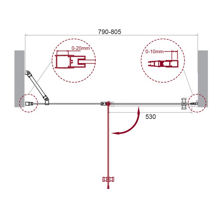 Душевая дверь BelBagno Etna 80 профиль хром  ETNA-B-12-60/20-C-Cr - 7