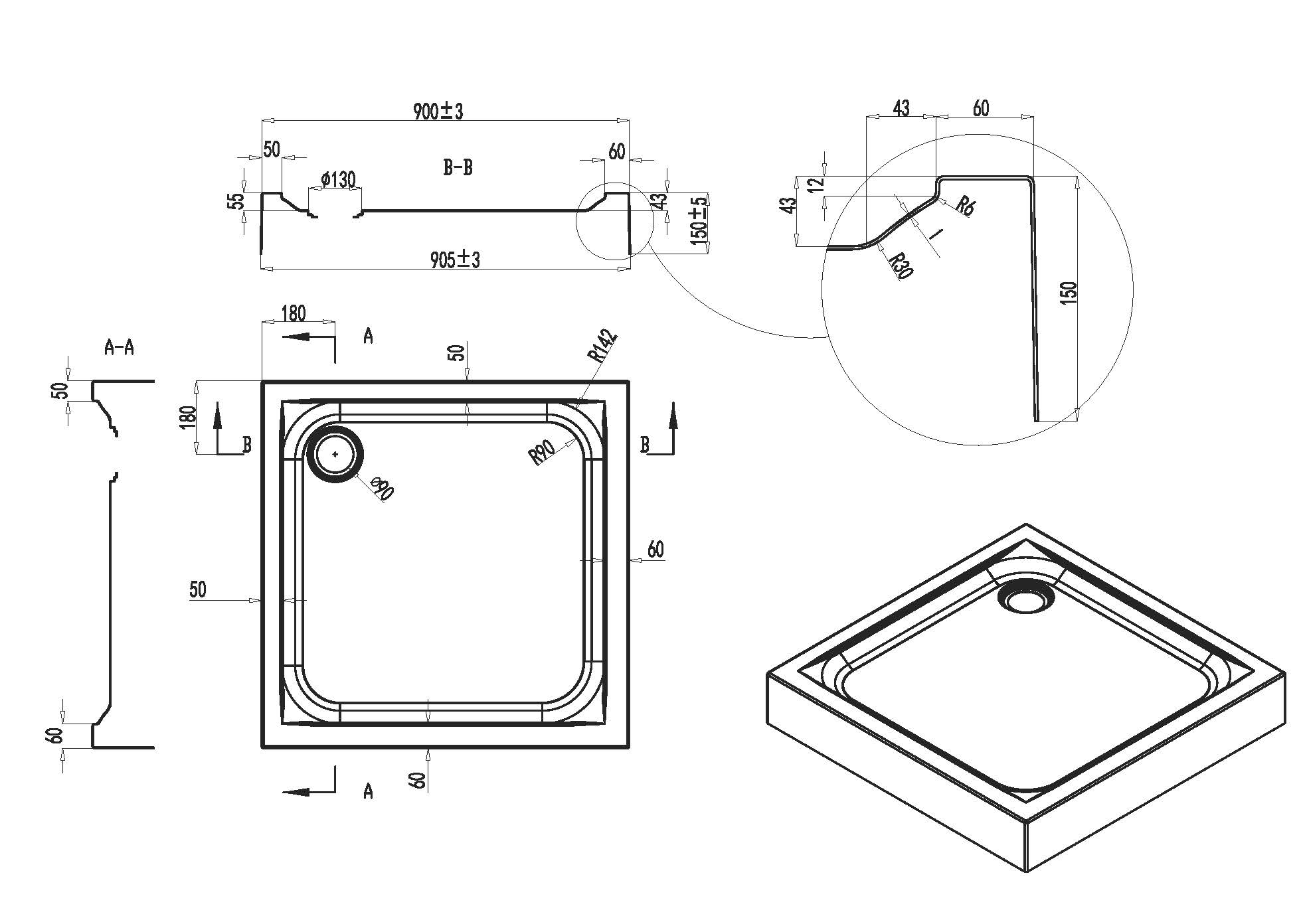 Поддон для душа AM.PM Gem W90T-403-090W 90х90 - 2