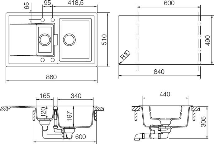 Мойка  Eton 60 D  Cristadur аворио 700694 - 1