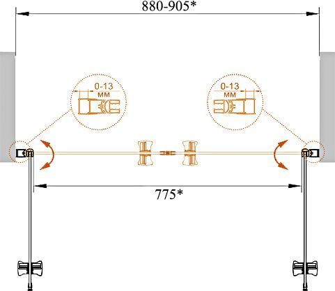 Душевая дверь в нишу Cezares ECO-O-B-2-90-P-Cr стекло punto - 7