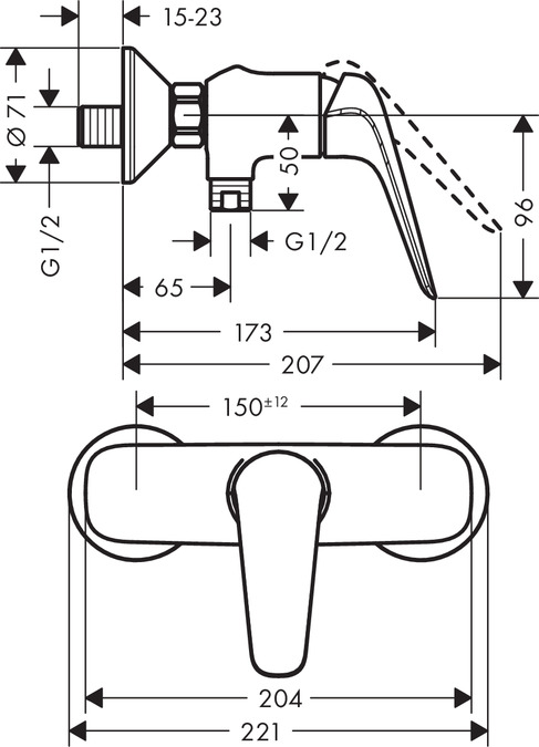 Смеситель для душа Hansgrohe Novus хром  71060000 - 1