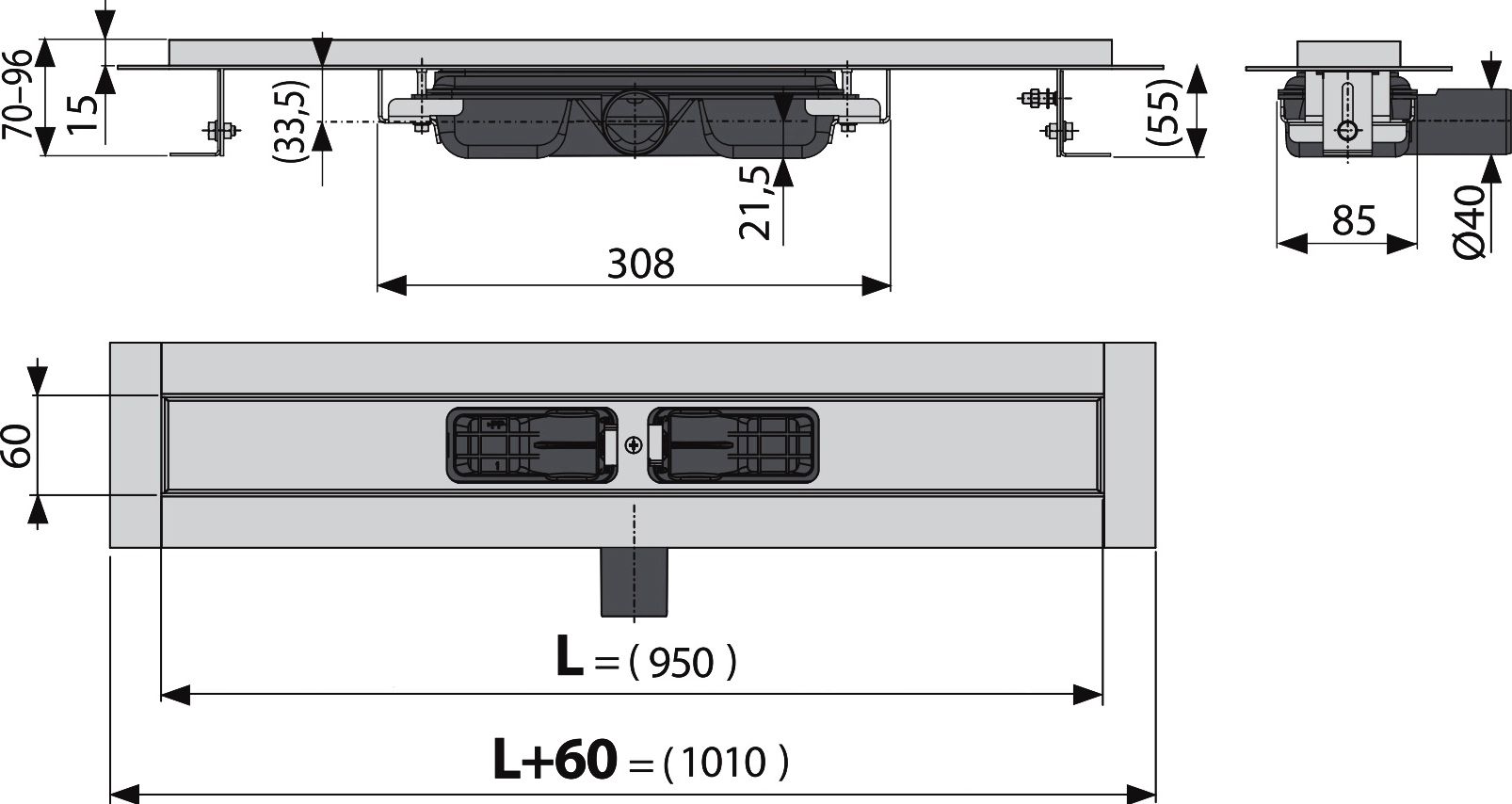 Душевой лоток AlcaPlast APZ101 950 с опорами APZ101-950 - 6