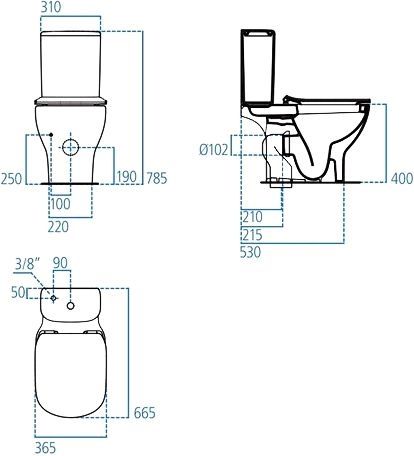 Чаша для унитаза-компакта Ideal Standard Tesi AquaBlade T008701 - 5