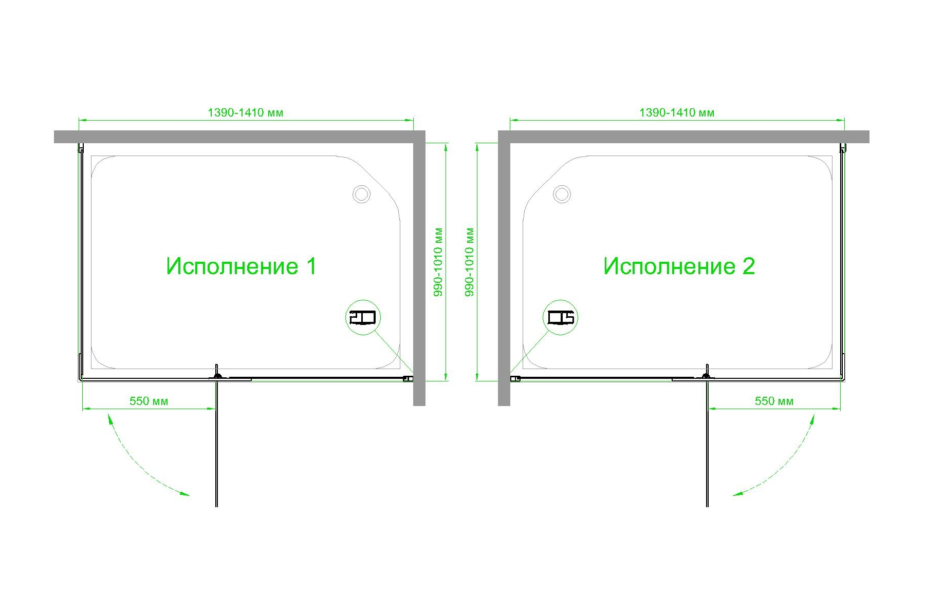 Душевой уголок Royal Bath HPVD 140х100 профиль черный стекло матовое RB1140HPVD-C-BL - 3