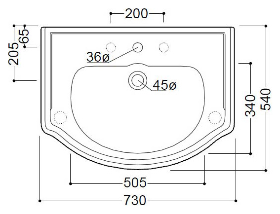 Мебельная раковина Cezares Kerasan Retro 73х54 белый  RET73KE - 1