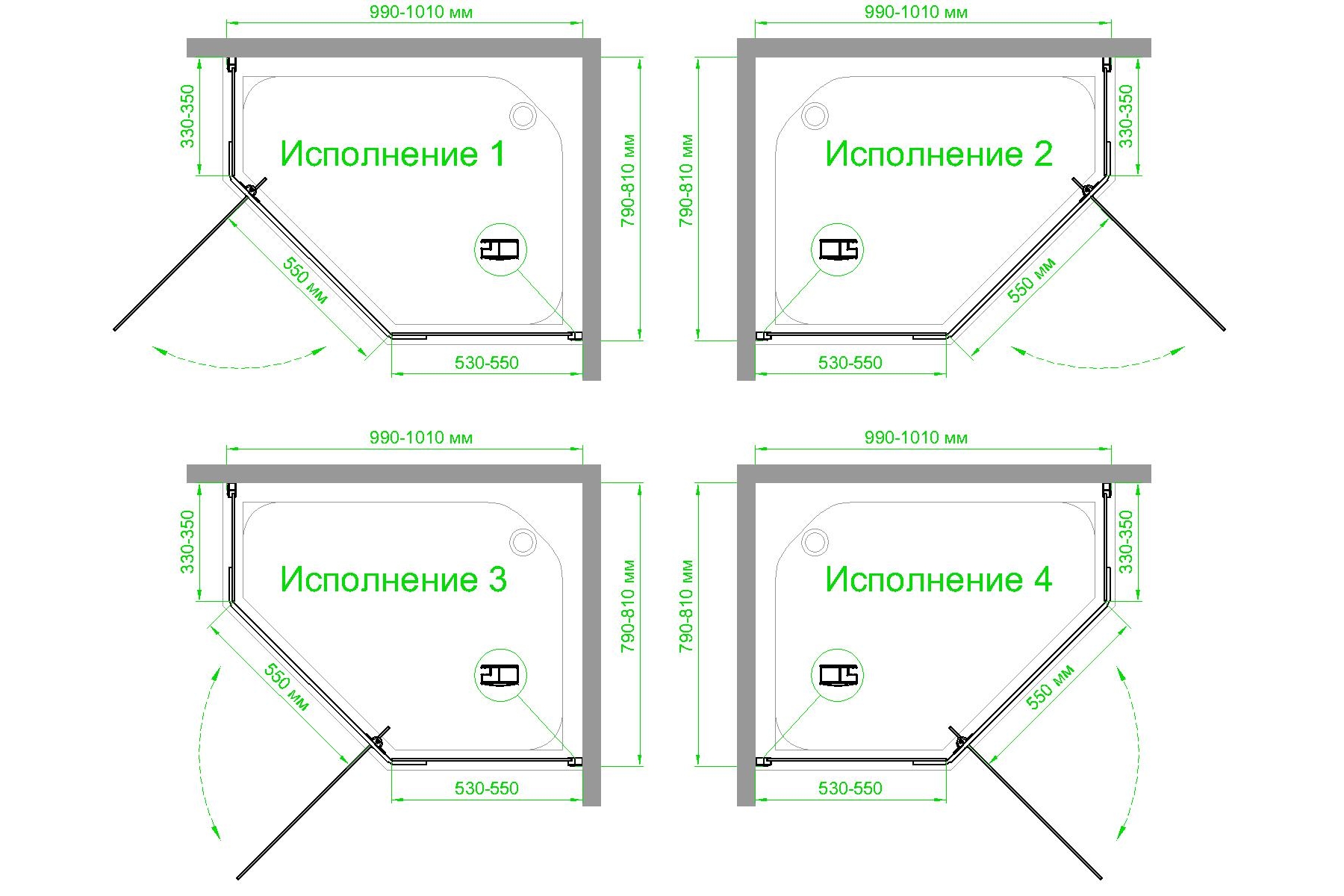 Душевой уголок Royal Bath TR 80х100 профиль белый стекло матовое RB1080TR-C - 2