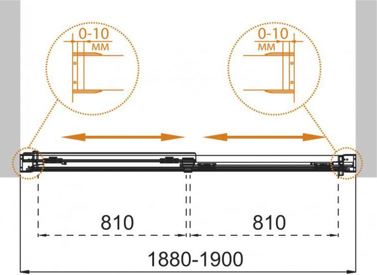 Шторка на ванну Cezares Tandem Soft VF 2 190/145 C Cr IV стекло прозрачное TANDEM-SOFT-VF-2-190/145-C-Cr-IV - 4