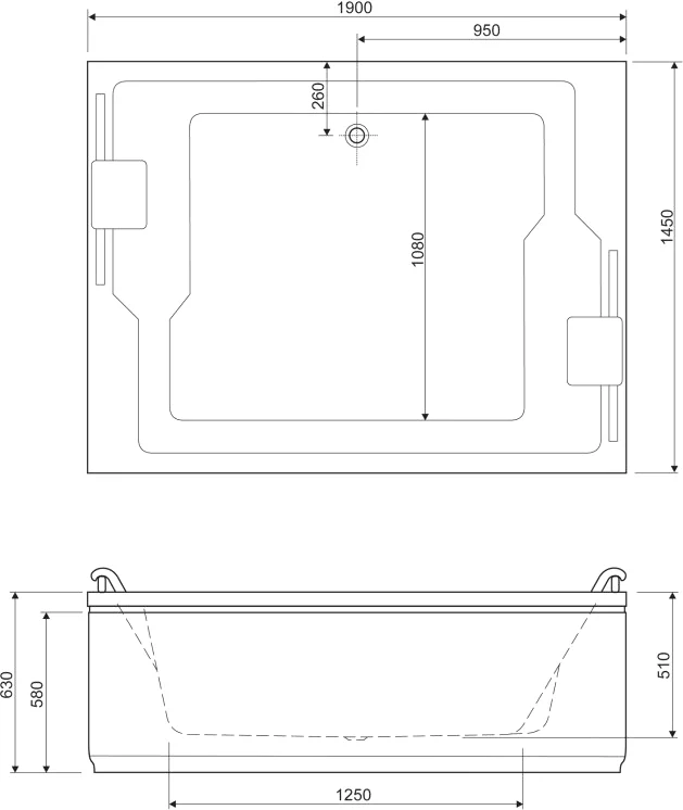 Акриловая ванна Cezares Plane Duo 190x145  PLANE_DUO-190-145-51 - 2