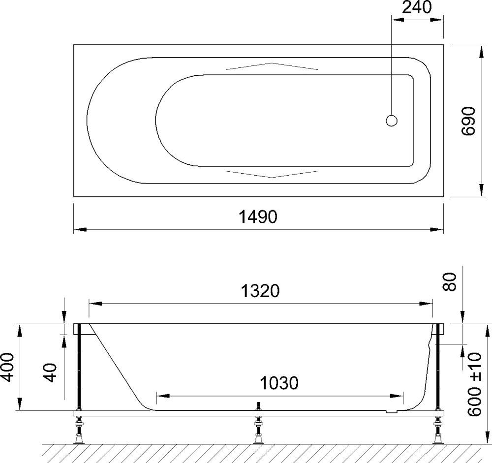 Акриловая ванна Royal Bath Tudor RB 407700 150 см - 1