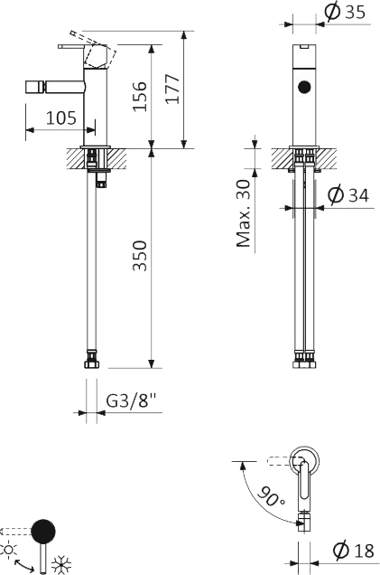 Смеситель Cezares Leaf BSM-01-W0 для биде LEAF-BSM-01-W0 - 1