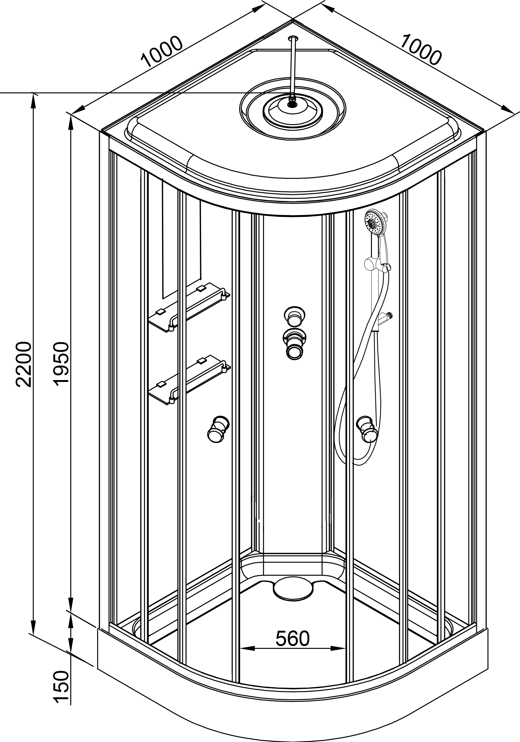 Душевая кабина DETO EM1510GM - 15