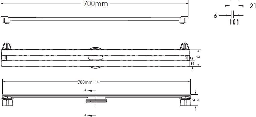 Душевой лоток Berges Wasserhaus Super Slim 70 см 091153 - 12