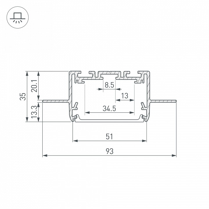 Встраиваемый профиль Arlight SL-Linia55-Fantom-2500 Anod 035650 - 1