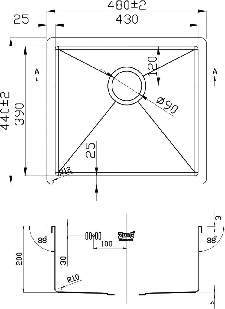 Мойка кухонная Zorg Inox R 4844 - 1