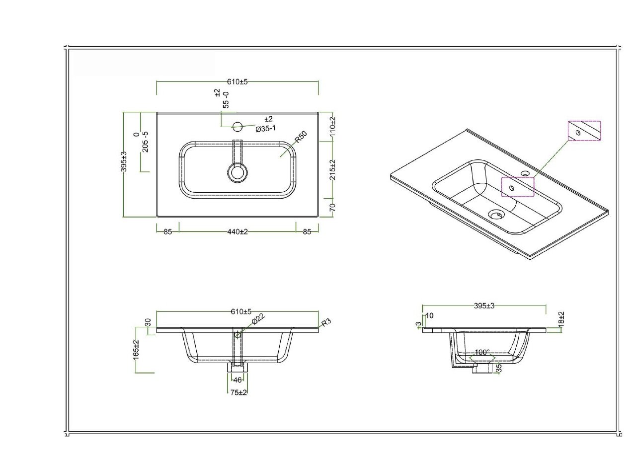 Тумба с раковиной BelBagno Kraft 39 60 светлое дерево - 10