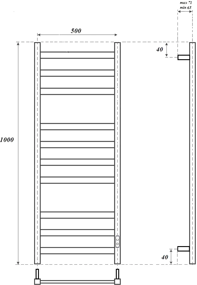 Полотенцесушитель электрический Point Меркурий 50х100 черный PN83850B - 1