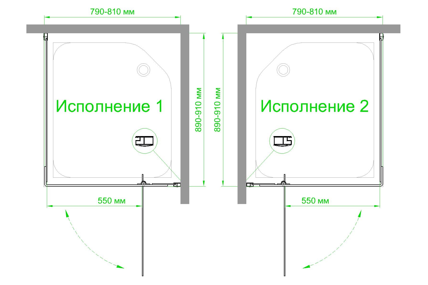 Душевой уголок Royal Bath HPVD 90х80 профиль черный стекло матовое RB8090HPVD-C-BL - 3