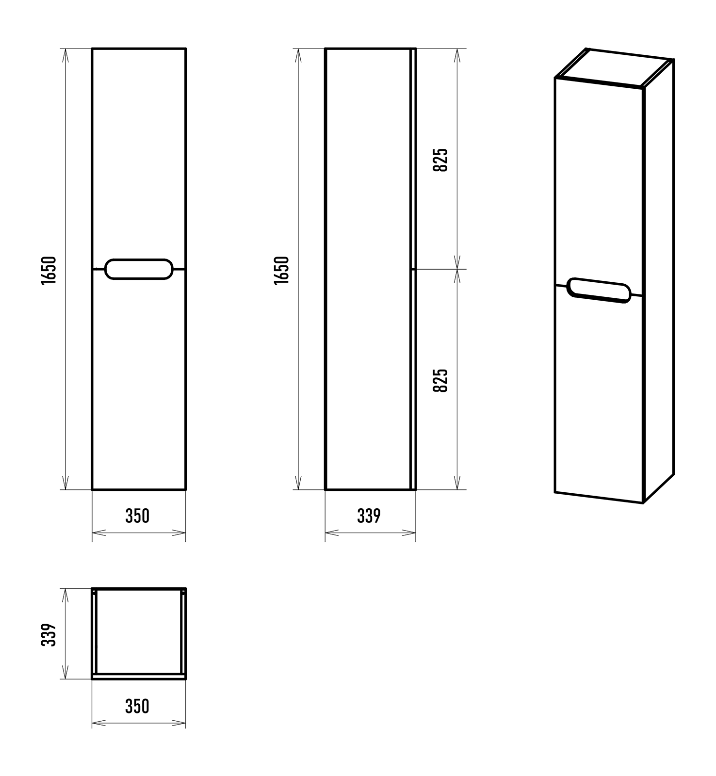 Шкаф - пенал Misty Роял 35 подвесной универсальный (черный) П-Роя-02035-011П - 6