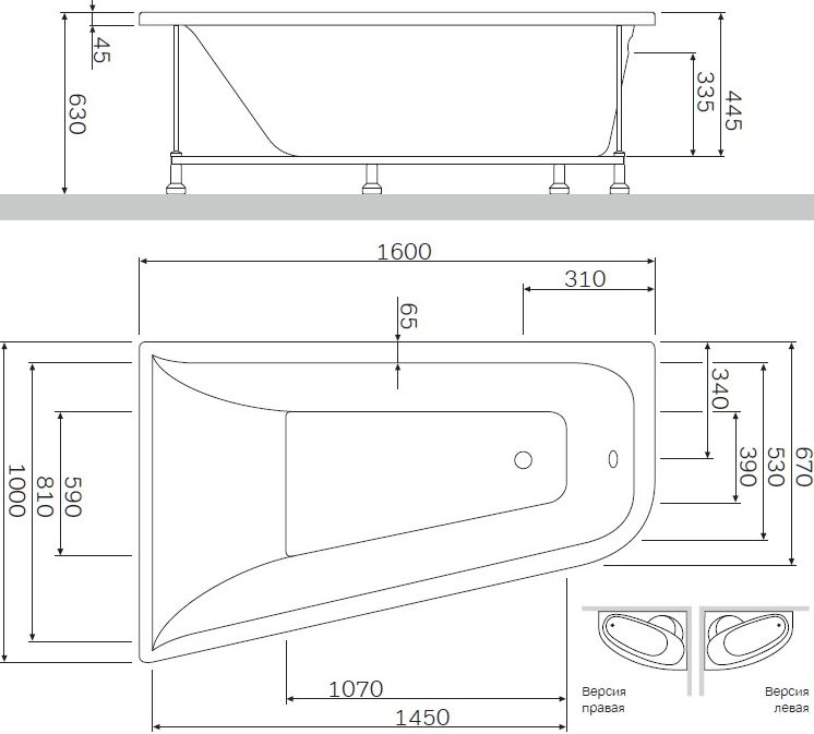 Акриловая ванна Am.pm Spirit 160x100 см  W72A-160L100W-A2 - 3