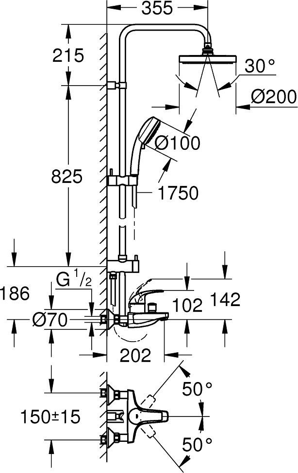 Душевая стойка Grohe Tempesta Cosmopolitan 26305001 - 1