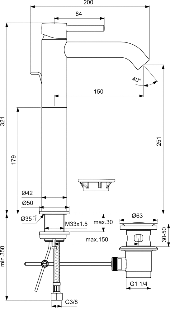 Смеситель для раковины Ideal Standard Ceraline BC194XG черный - 4