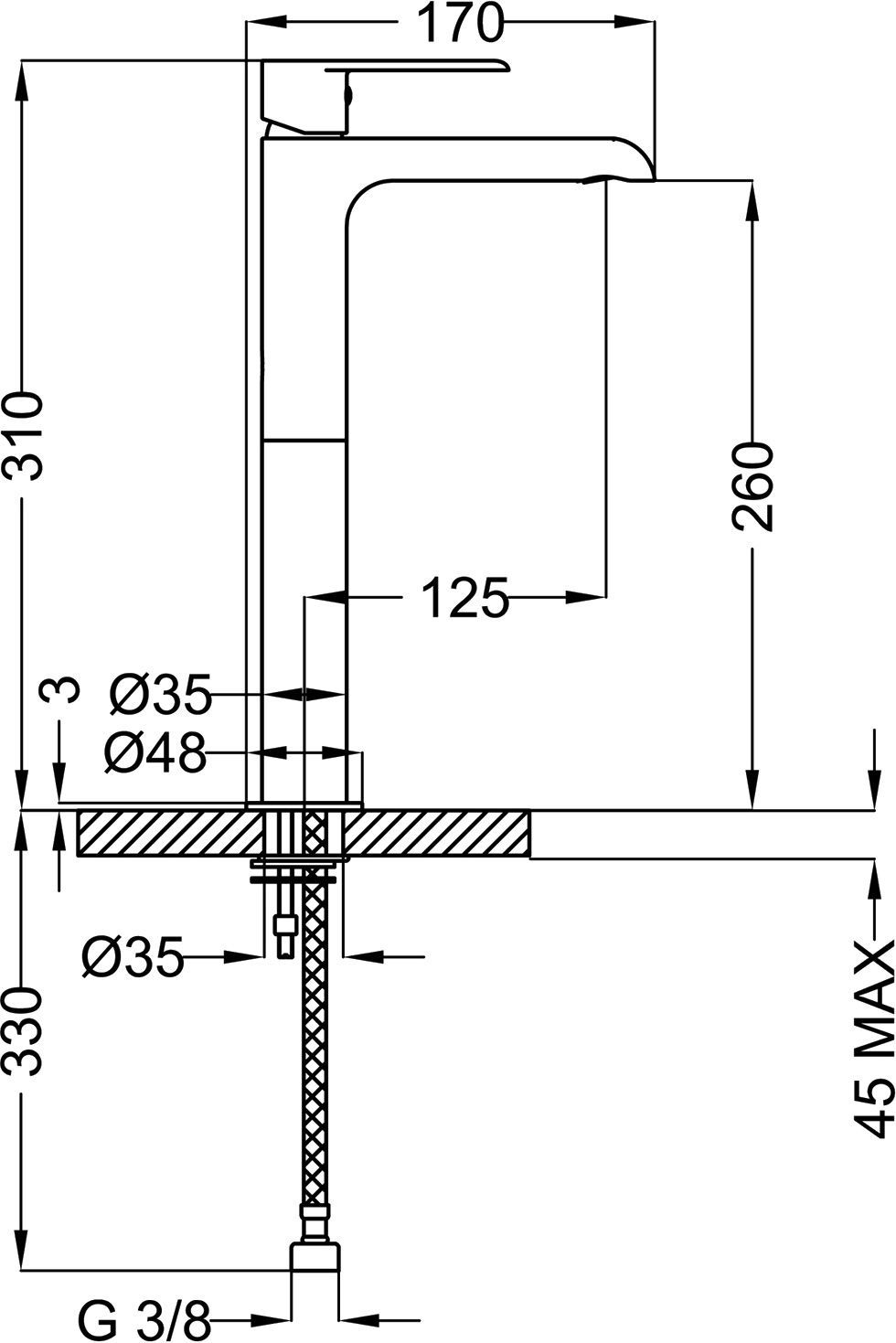 Смеситель Cezares Furore LC 01 W0 для раковины FURORE-LC-01-W0 - 1