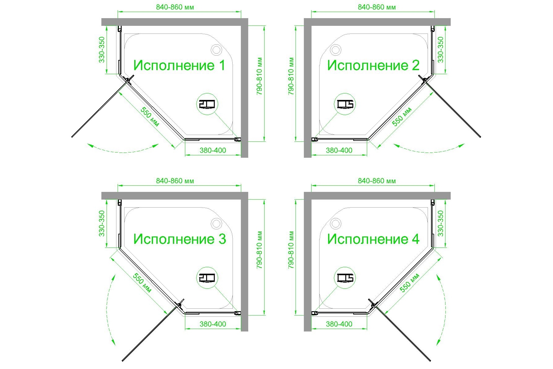 Душевой уголок Royal Bath TR 80х85 профиль белый стекло матовое RB8580TR-C - 3