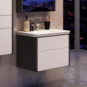 Тумба для комплекта Roca Ronda 60 белый глянец, антрацит ZRU9302963 - 0