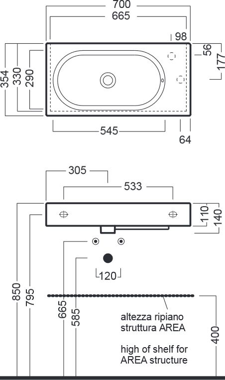 Подвесная раковина Hatria Area  Y0W901 - 4