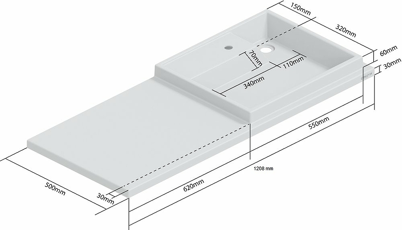 Тумба с раковиной над стиральной машиной напольная Санта Марс 59 белый - 7