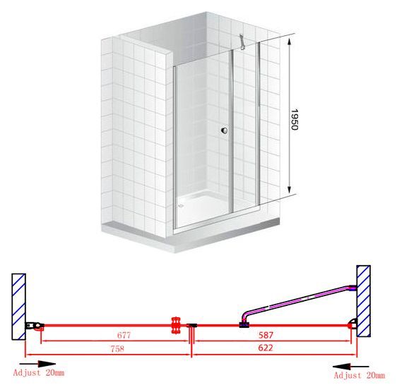 Душевая дверь Cezares Elena 140 хром стекло рифленое ELENA-W-B-11-60+80-P-Cr-L - 8