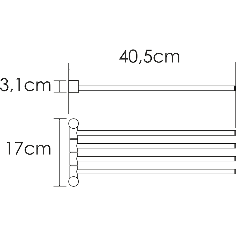 Полотенцедержатель четверной WasserKRAFT 40.5 поворотный сталь матовый K-1034N - 1