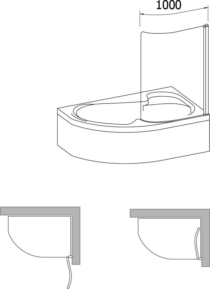 Шторка на ванну Ravak Rosa CVSK1 160/170 R Transparent, профиль белый 7QRS0100Y1 - 3