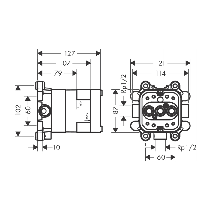 AX ShowerSolution Скрытая часть для верхнего душа 2jet с держателем 35361180 - 1