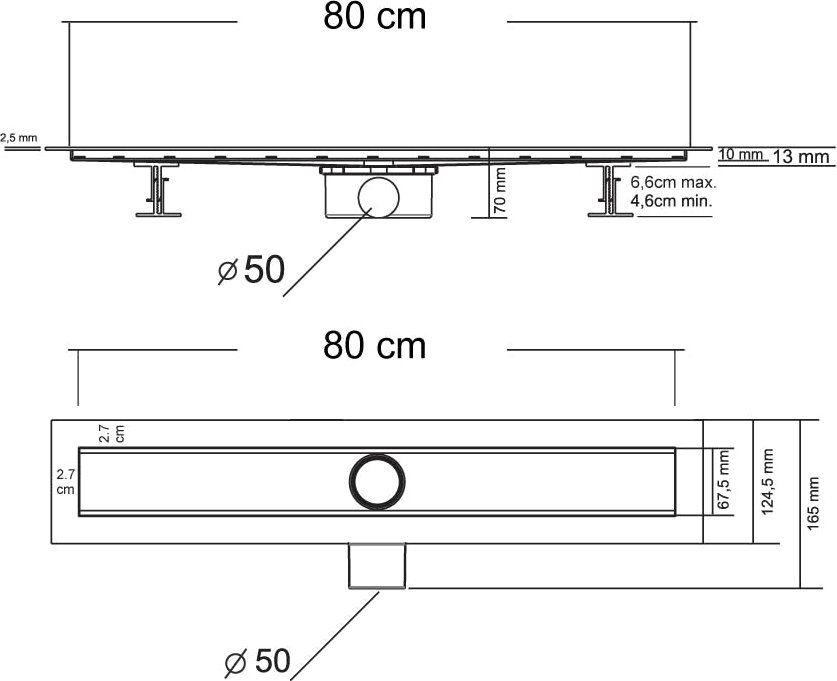 Душевой лоток Vincea Say Optima SAY.601.80.B.M.S.BUK 80 см, матовый черный - 4