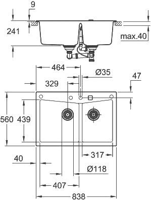 Мойка кухонная Grohe K700 31657AT0 - 3