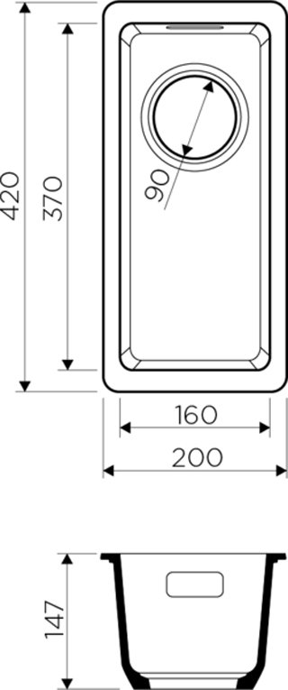 Дополнительная мойка Omoikiri Kata 20-U-CA карамель 4993371 - 1